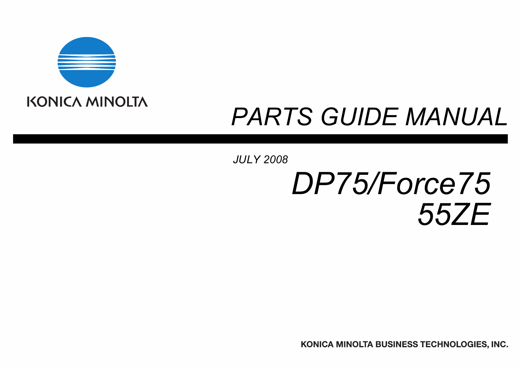 Konica-Minolta bizhub FORCE75 DP75 55ZE Parts Manual-1